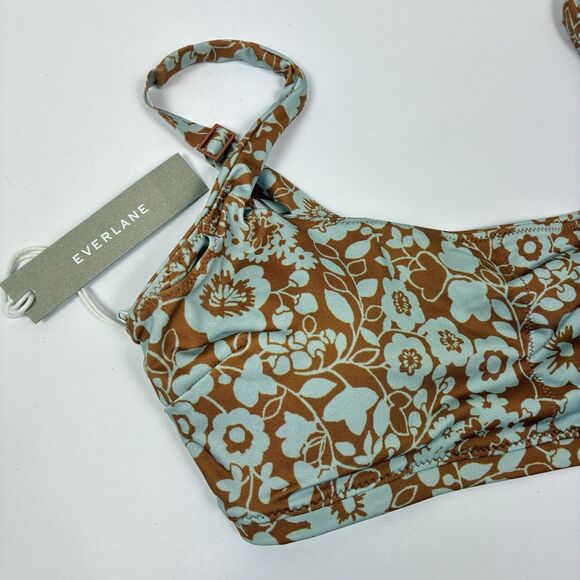 Everlane Renew Squareneck Bikini Top XS Floral Print Swim Gym Workout NWT - Picture 3 of 8